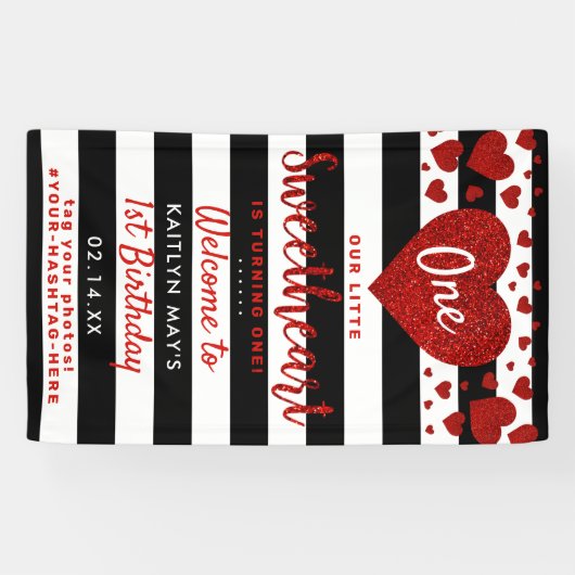 Little Sweetheart Valentine's Day Any Age Birthday Banner (Horizontal)