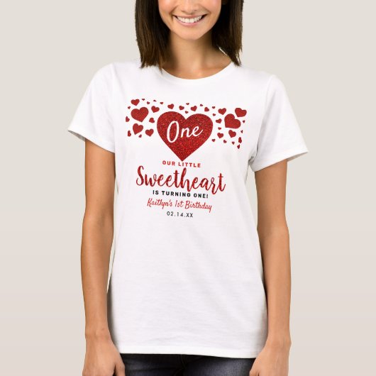 Little Sweetheart Valentine's Day Any Age Birthday T-Shirt (Vorderseite)