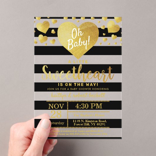 Little Sweetheart Valentine's Day Baby Shower Acryleinladungen (Insitu (Handheld))