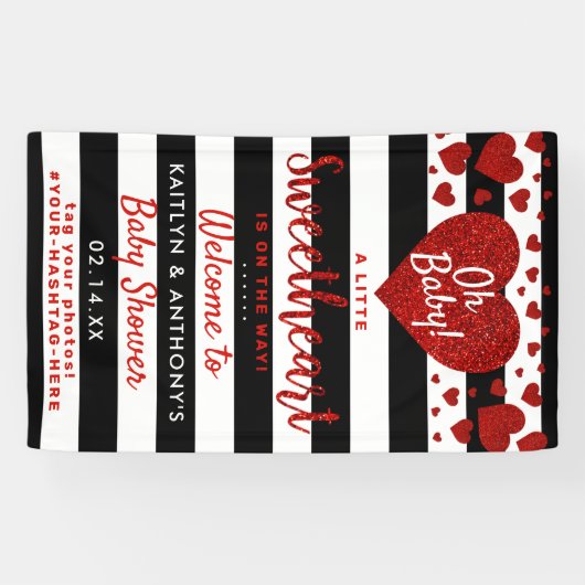 Little Sweetheart Valentine's Day Baby Shower Banner (Horizontal)