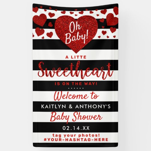 Little Sweetheart Valentine's Day Baby Shower Banner (Vertikal)