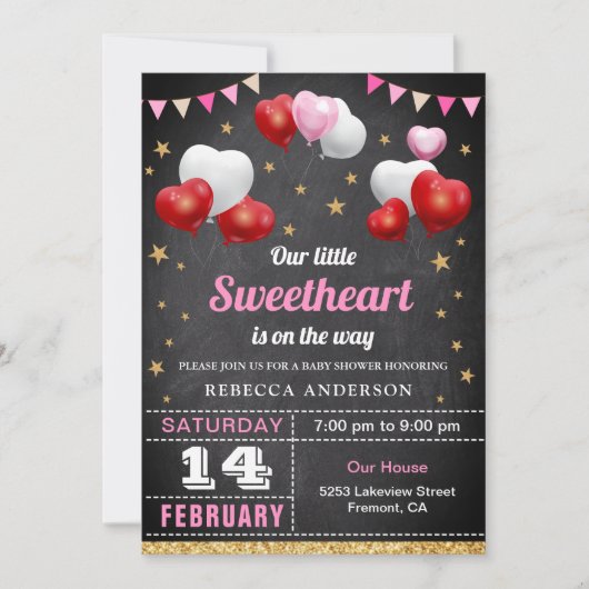 Little Sweetheart Valentine's Day Baby Shower Einladung (Vorderseite)