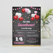 Little Sweetheart Valentine's Day Baby Shower Einladung (Stehend Vorderseite)