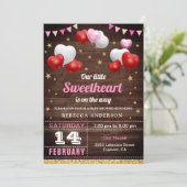Little Sweetheart Valentine's Day Baby Shower Einladung (Stehend Vorderseite)