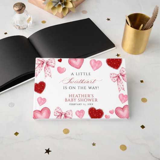 Little Sweetheart Valentines Day Baby Shower Gästebuch (Vorderseite Offen)