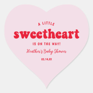 Little Sweetheart Valentines Day Baby Shower Herz-Aufkleber