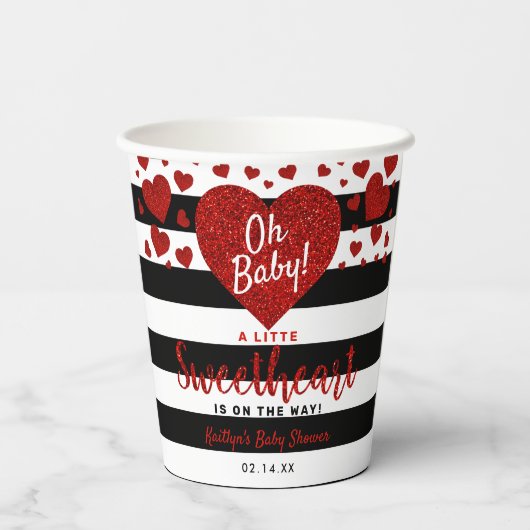 Little Sweetheart Valentine's Day Baby Shower Pappbecher (Rückseite)