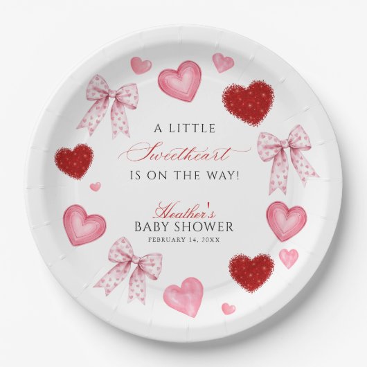 Little Sweetheart Valentines Day Baby Shower Pappteller (Vorderseite)