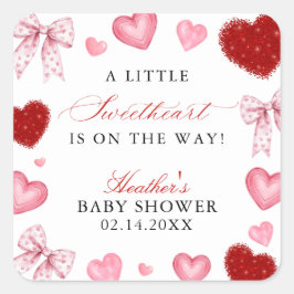 Little Sweetheart Valentines Day Baby Shower Quadratischer Aufkleber