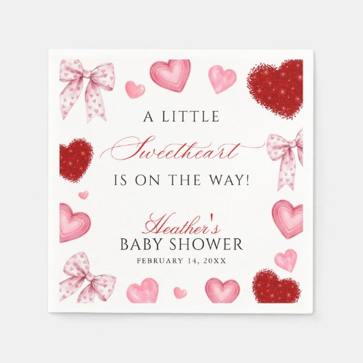 Little Sweetheart Valentines Day Baby Shower Serviette (Vorderseite)