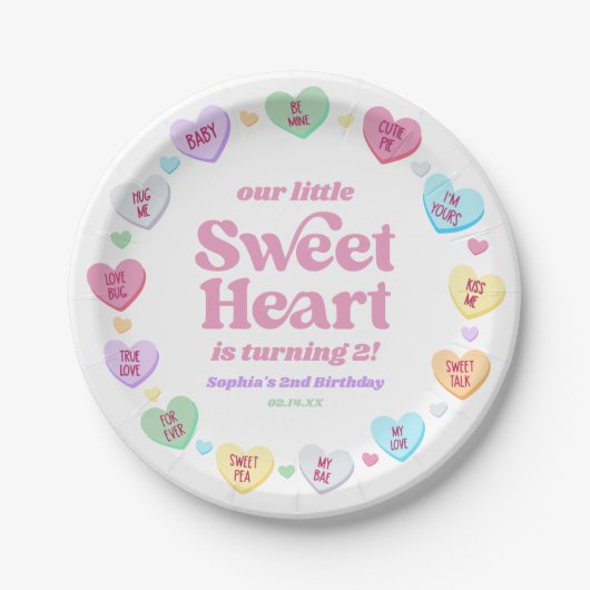 Little Sweetheart Valentine's Day Birthday Party Pappteller (Vorderseite)