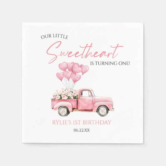 Little Sweetheart Valentine's Day Birthday Party Serviette (Vorderseite)
