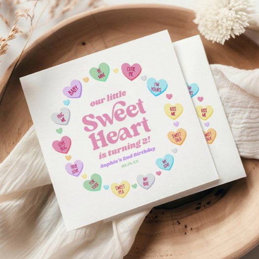 Little Sweetheart Valentine's Day Birthday Party Serviette
