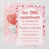 Little Sweetheart Valentines Einladung zum Geburts (Vorne/Hinten)