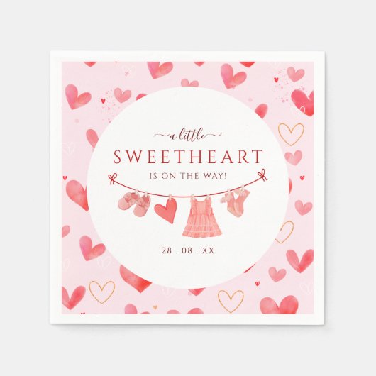 Little Sweetheart Valentines Girl Baby Dusche Serviette (Vorderseite)