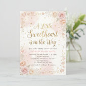 Little Sweetheart Valentines Girl Baby Shower Einladung (Stehend Vorderseite)