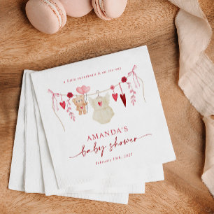 Little Sweetheart Valentine's Girl Baby Shower Serviette
