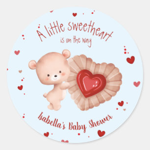 Little Sweetheart Valentines Heart Baby Dusche Runder Aufkleber