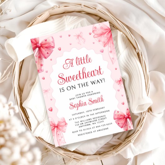 Little Sweetheart Valentines Niedlich Bow Baby Dus Einladung