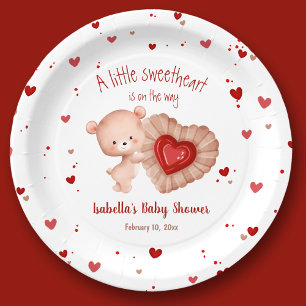 Little Sweetheart Valentines Red Baby Shower Pappteller