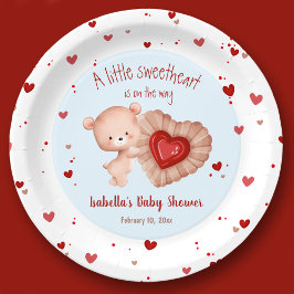 Little Sweetheart Valentines Red Blue Baby Dusche Pappteller
