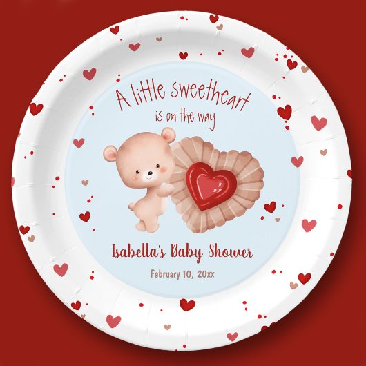 Little Sweetheart Valentines Red Blue Baby Dusche Pappteller