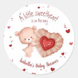 Little Sweetheart Valentines Red Heart Baby Dusche Runder Aufkleber