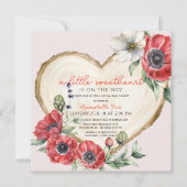 Little Sweetheart Wood Slice Virtual Baby Dusche Einladung (Vorderseite)