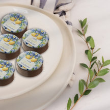 Little Sweetie Blue Bow Tile Lemon Baby Shower