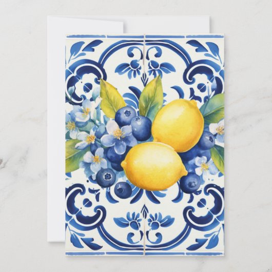 Little Sweetie Blue Bow Tile Lemon Baby Shower Einladung (Rückseite)