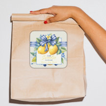 Little Sweetie Blue Bow Tile Lemon Baby Shower