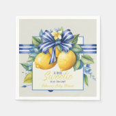 Little Sweetie Blue Bow Tile Lemon Baby Shower Serviette (Vorderseite)
