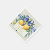 Little Sweetie Blue Bow Tile Lemon Baby Shower Serviette (Ecke)