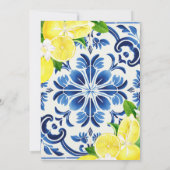 Little Sweetie Blue Tile Lemon Citrus Baby Dusche Einladung (Rückseite)