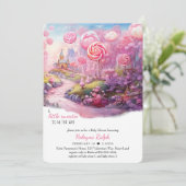 Little Sweetie Candyland Fairytale Baby Dusche Einladung (Stehend Vorderseite)