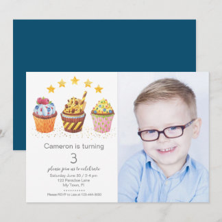 Little Sweetie Cupcakes Foto Geburtstagsparty Einladung