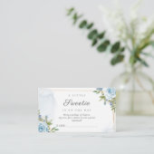 Little Sweetie Elegante Blue Botanical Baby Shower Begleitkarte (Stehend Vorderseite)