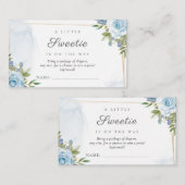 Little Sweetie Elegante Blue Botanical Baby Shower Begleitkarte (Vorne/Hinten)
