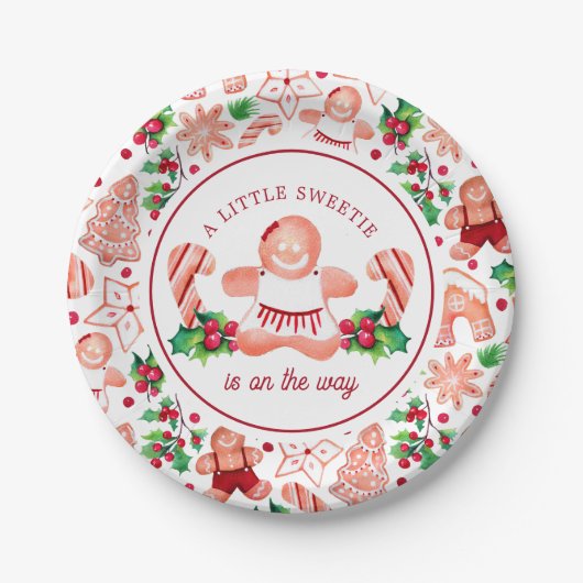 Little Sweetie Gingerbread Weihnachtsdusche Pappteller (Vorderseite)