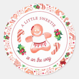 Little Sweetie Gingerbread Weihnachtsdusche Runder Aufkleber