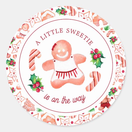 Little Sweetie Gingerbread Weihnachtsdusche Runder Aufkleber (Vorderseite)