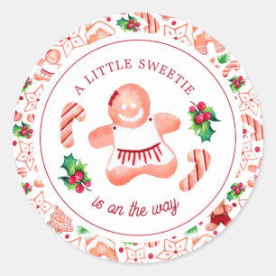 Little Sweetie Gingerbread Weihnachtsdusche Runder Aufkleber