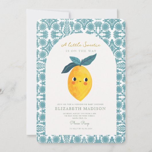Little Sweetie ist im Weg Lemon Baby Shower Einladung (Vorderseite)