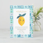 Little Sweetie Lemon Citrus Baby Dusche Einladung (Stehend Vorderseite)