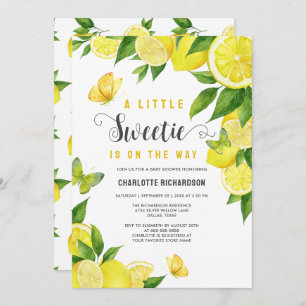 Little Sweetie Lemon Citrus Butterfly Baby Dusche Einladung