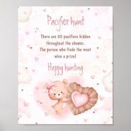 Little Sweetie Pink Baby Shower Schnuller Hunt Sig Poster