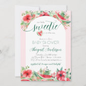Little Sweetie Pink Watermelon Floral Baby Dusche Einladung (Vorderseite)