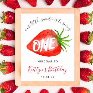 Little Sweetie Strawberry 1. Geburtstag Willkommen Poster