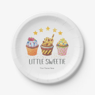 Little Sweetie Watercolor Cupcakes Geburtstagsfeie Pappteller
