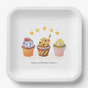 Little Sweetie Watercolor Cupcakes Geburtstagspart Pappteller